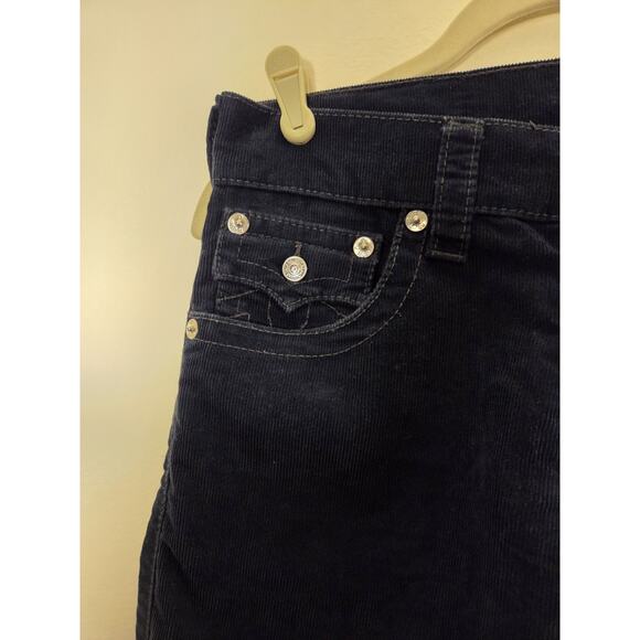 True Religion Corduroy Pants Mens 29x28 Deep Blue Straight Leg Flap Pockets - Picture 5 of 10